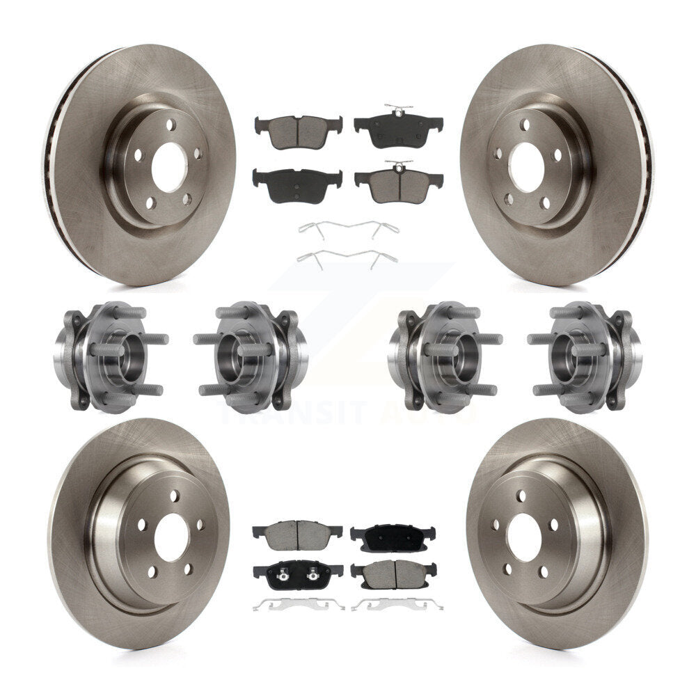 Front Rear Hub Bearings Disc Brake Rotors And Pads Kit (10Pc) For Lincoln Continental AWD KBB-119051