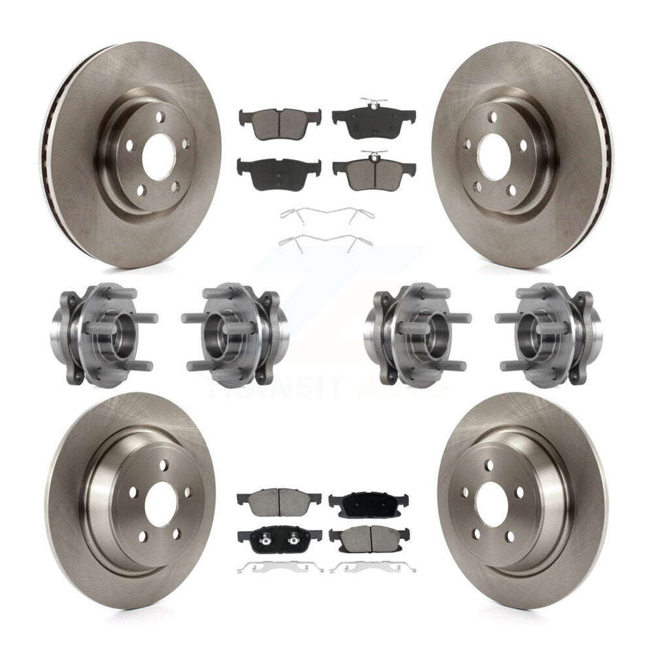 Front Rear Hub Bearings Disc Brake Rotors And Pads Kit (10Pc) For Lincoln Continental AWD KBB-119051