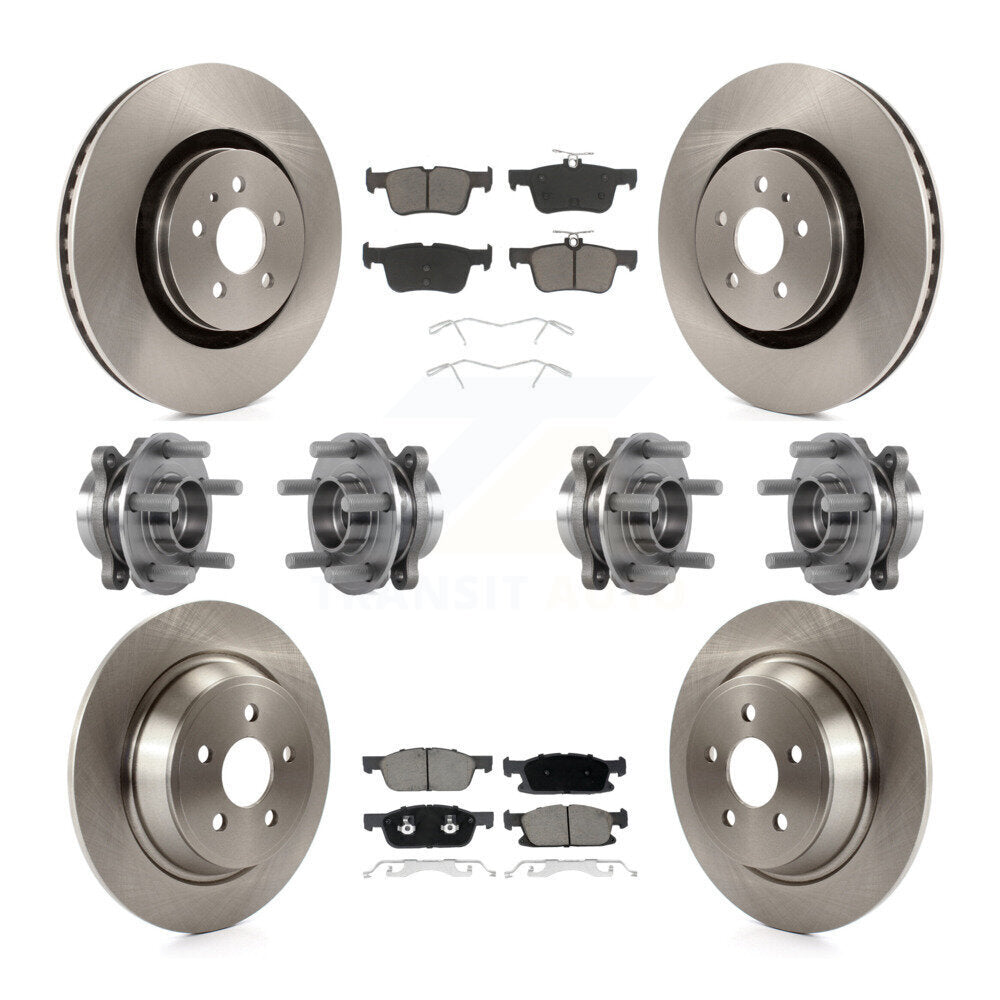 Front Rear Hub Bearings Disc Brake Rotors And Pads Kit (10Pc) For Lincoln Continental AWD KBB-119052