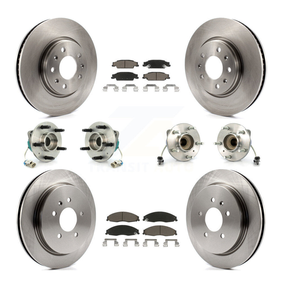 Front Rear Hub Bearings Assembly Disc Brake Rotors And Ceramic Pads Kit (10Pc) For Cadillac CTS With Sport Suspension KBB-119056