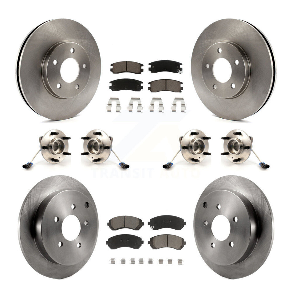 Front Rear Hub Bearings Assembly Disc Brake Rotors And Ceramic Pads Kit (10Pc) For Buick Rendezvous Chevrolet Venture Pontiac Montana Aztek Oldsmobile Silhouette KBB-119059