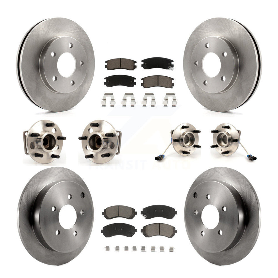 Front Rear Hub Bearings Assembly Disc Brake Rotors And Ceramic Pads Kit (10Pc) For 2001-2005 Pontiac Aztek FWD with rear brakes 4-Wheel ABS KBB-119060