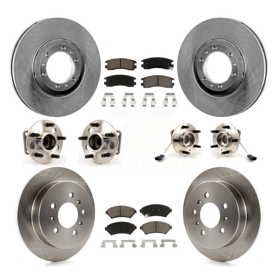 Front Rear Hub Bearings Disc Brake Rotors And Ceramic Pads Kit (10Pc) For Pontiac Buick Grand Prix Chevrolet Venture Regal Century Oldsmobile Intrigue Montana Trans Sport KBB-119061