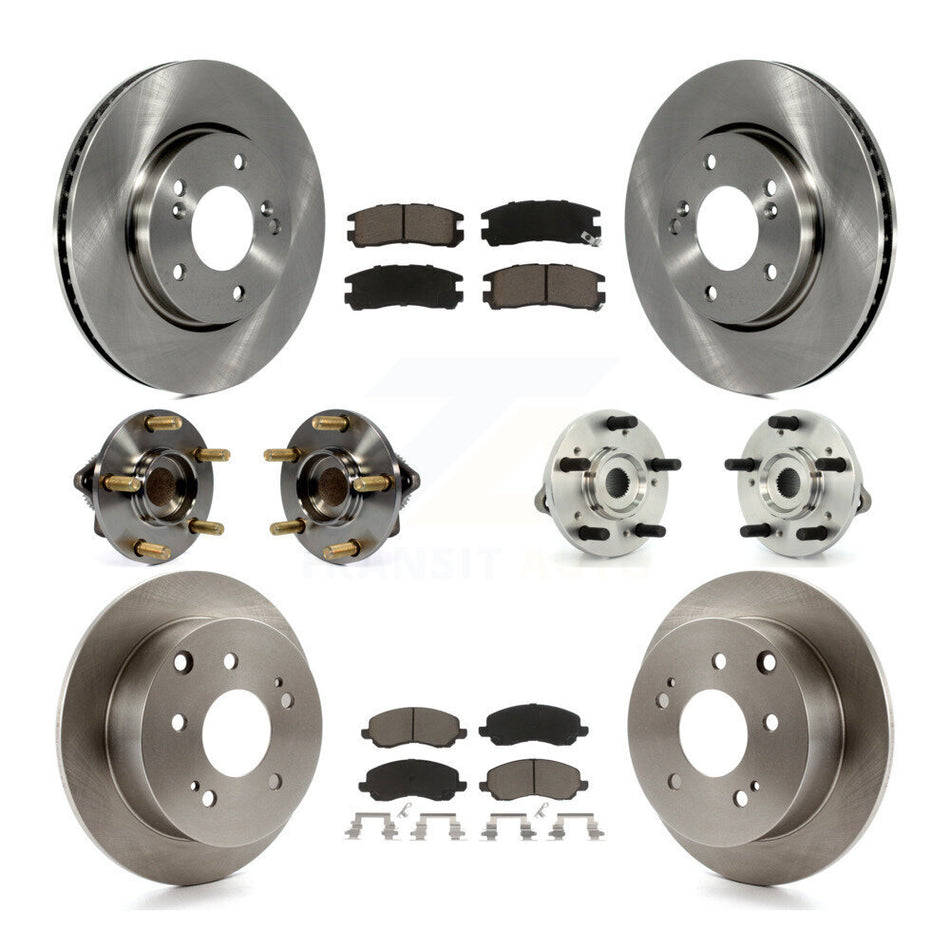 Front Rear Hub Bearings Assembly Disc Brake Rotors And Ceramic Pads Kit (10Pc) For 2010-2012 Mitsubishi Galant KBB-119066