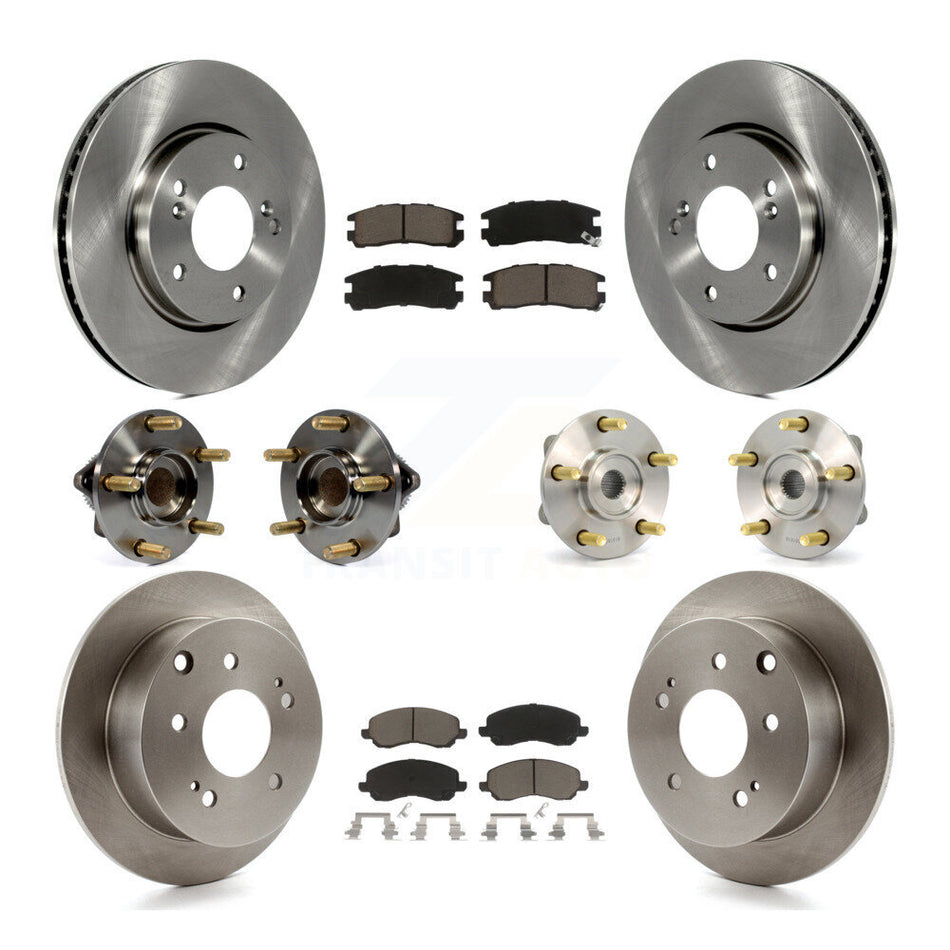 Front Rear Hub Bearings Assembly Disc Brake Rotors And Ceramic Pads Kit (10Pc) For 2008 Mitsubishi Galant ES with 2.4L 4-Wheel ABS KBB-119068