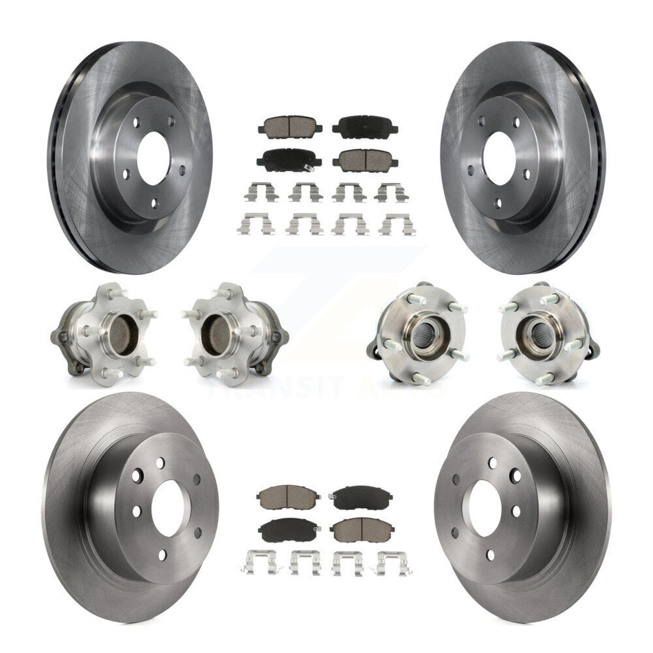 Front Rear Hub Bearings Assembly Disc Brake Rotors And Ceramic Pads Kit (10Pc) For Nissan Altima KBB-119079