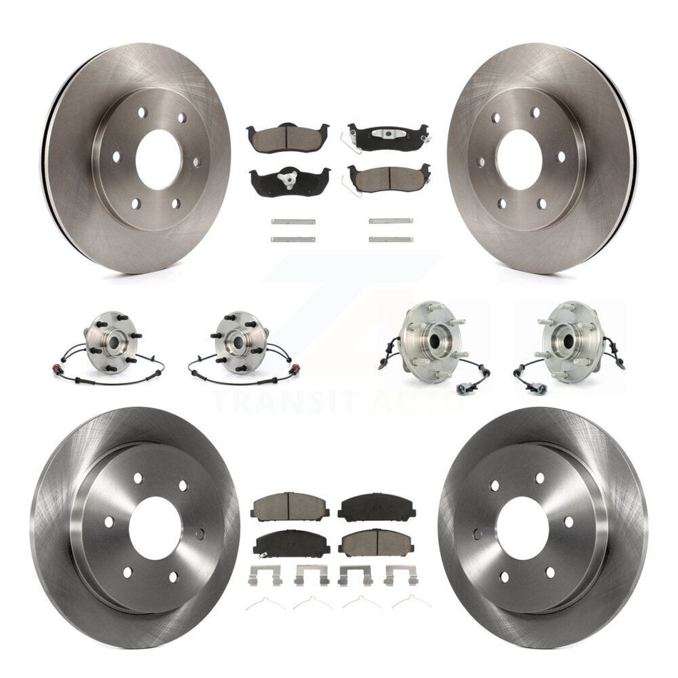 Front Rear Hub Bearings Assembly Disc Brake Rotors And Ceramic Pads Kit (10Pc) For 2007 INFINITI QX56 With 320mm Diameter Rotor To 03 07 KBB-119092