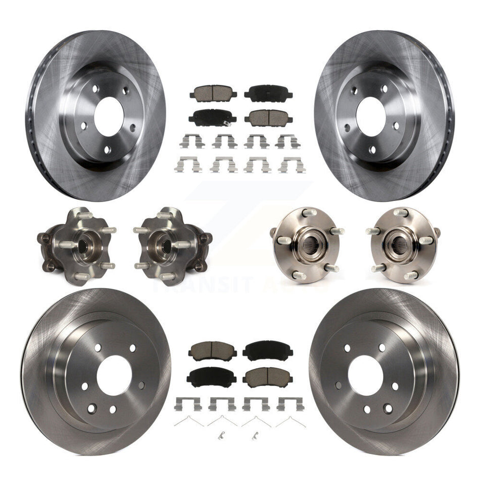 Front Rear Hub Bearings Assembly Disc Brake Rotors And Ceramic Pads Kit (10Pc) For 2014-2015 Nissan Rogue Select AWD KBB-119114