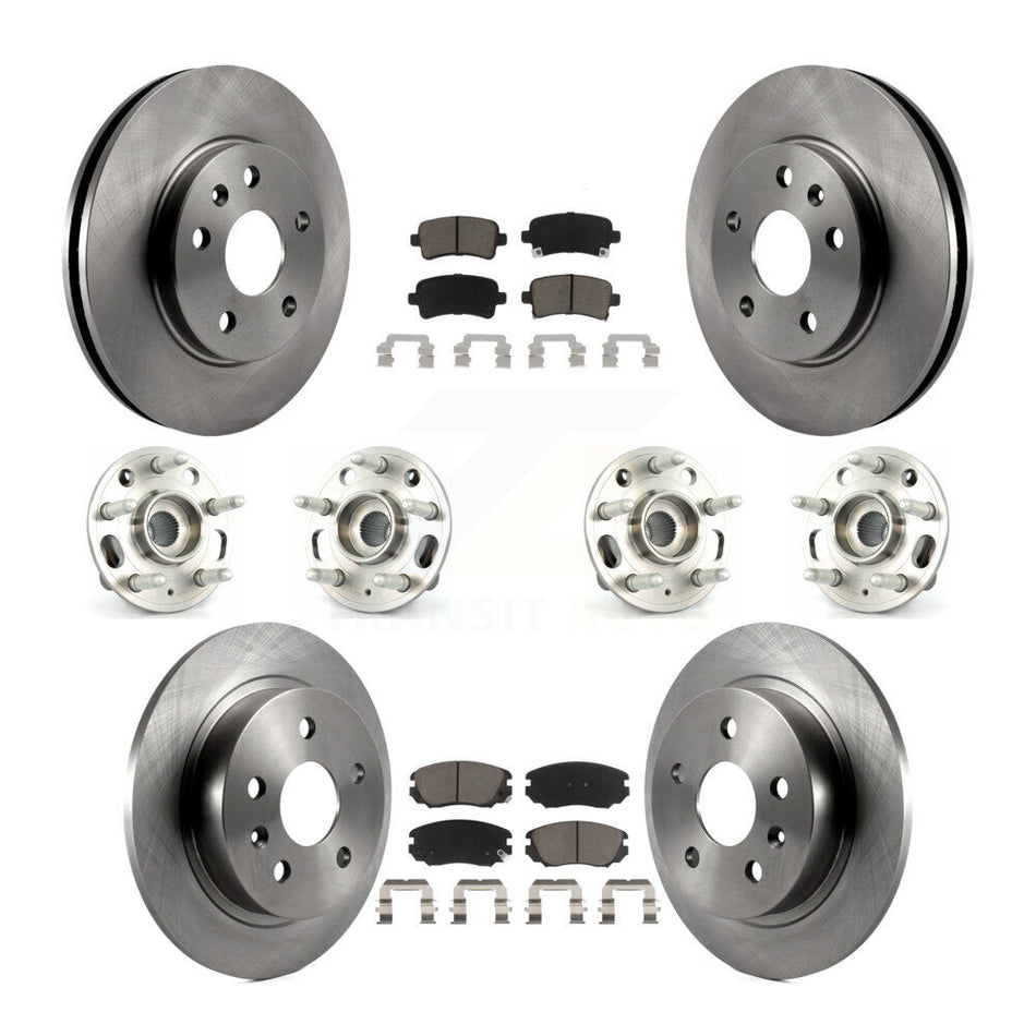 Front Rear Hub Bearings Assembly Disc Brake Rotors And Ceramic Pads Kit (10Pc) For 2013-2015 Chevrolet Malibu Naturally Aspirated KBB-119126