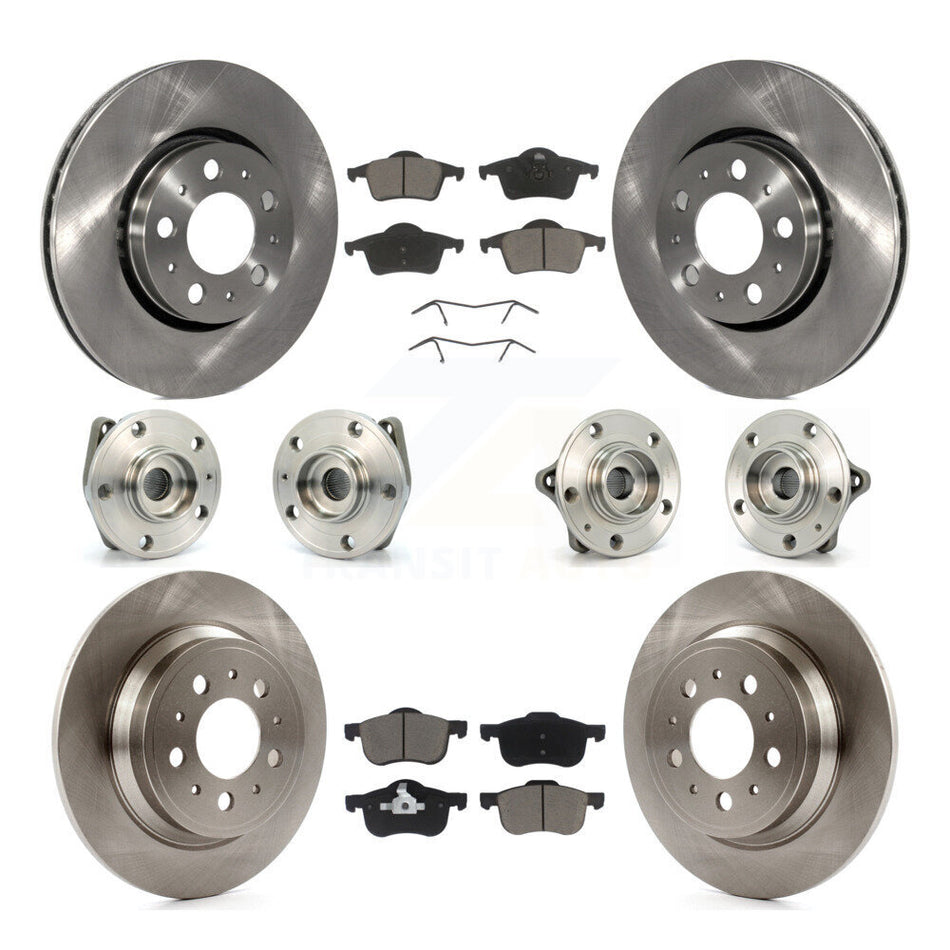 Front Rear Hub Bearings Assembly Disc Brake Rotors And Ceramic Pads Kit (10Pc) For Volvo S60 XC70 V70 S80 KBB-119139