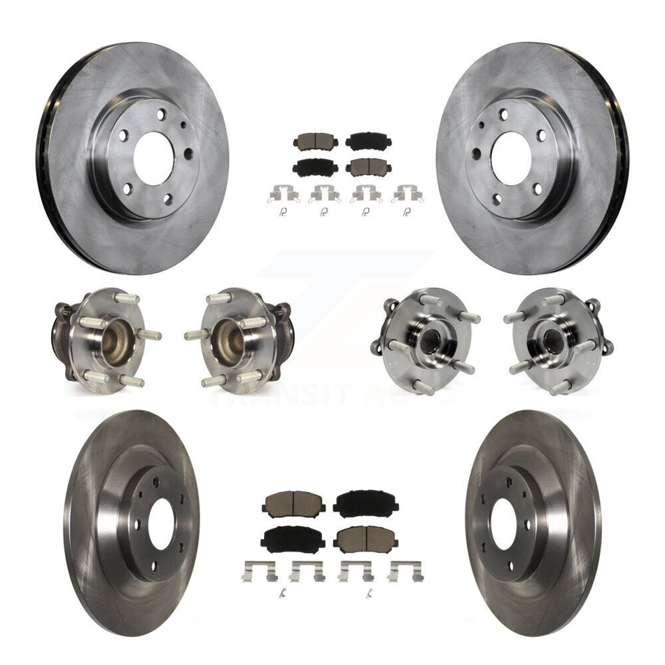 Front Rear Hub Bearings Assembly Disc Brake Rotors And Ceramic Pads Kit (10Pc) For Mazda CX-5 FWD KBB-119143