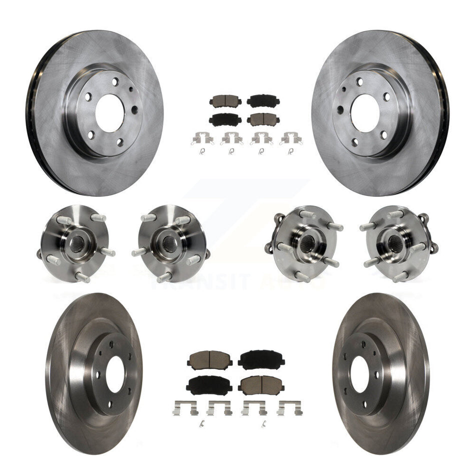 Front Rear Hub Bearings Assembly Disc Brake Rotors And Ceramic Pads Kit (10Pc) For Mazda CX-5 AWD KBB-119144