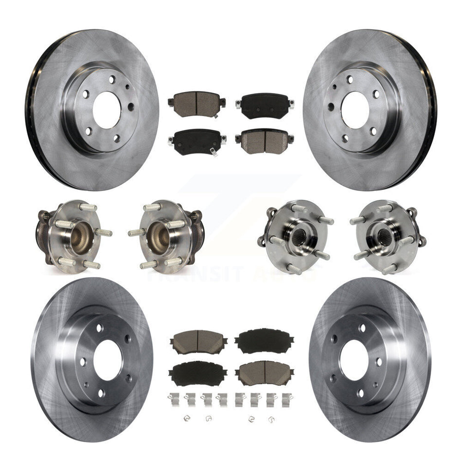 Front Rear Hub Bearings Assembly Disc Brake Rotors And Ceramic Pads Kit (10Pc) For 2016-2018 Mazda 6 KBB-119145