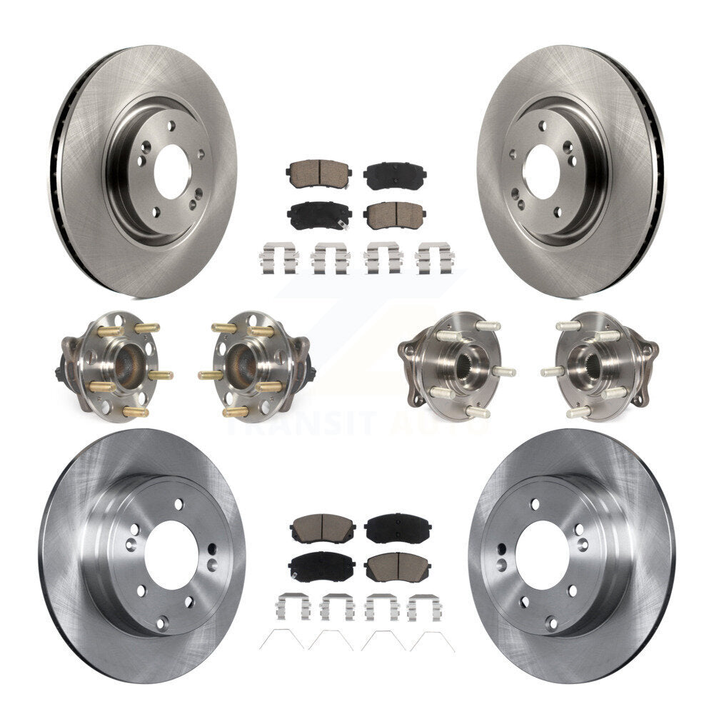 Front Rear Hub Bearings Disc Brake Rotors And Ceramic Pads Kit (10Pc) For Kia Optima KBB-119149