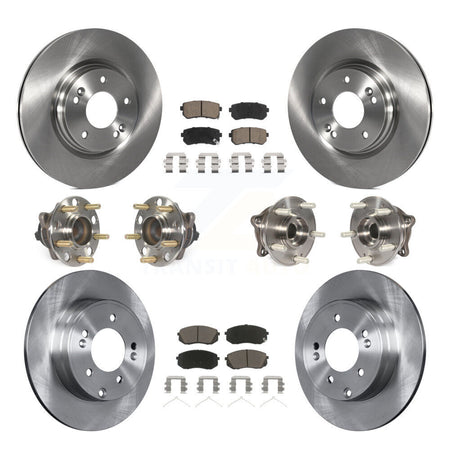 Front Rear Hub Bearings Disc Brake Rotors And Ceramic Pads Kit (10Pc) For Kia Optima KBB-119151