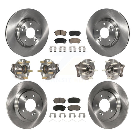 Front Rear Hub Bearings Disc Brake Rotors And Ceramic Pads Kit (10Pc) For Kia Optima KBB-119157