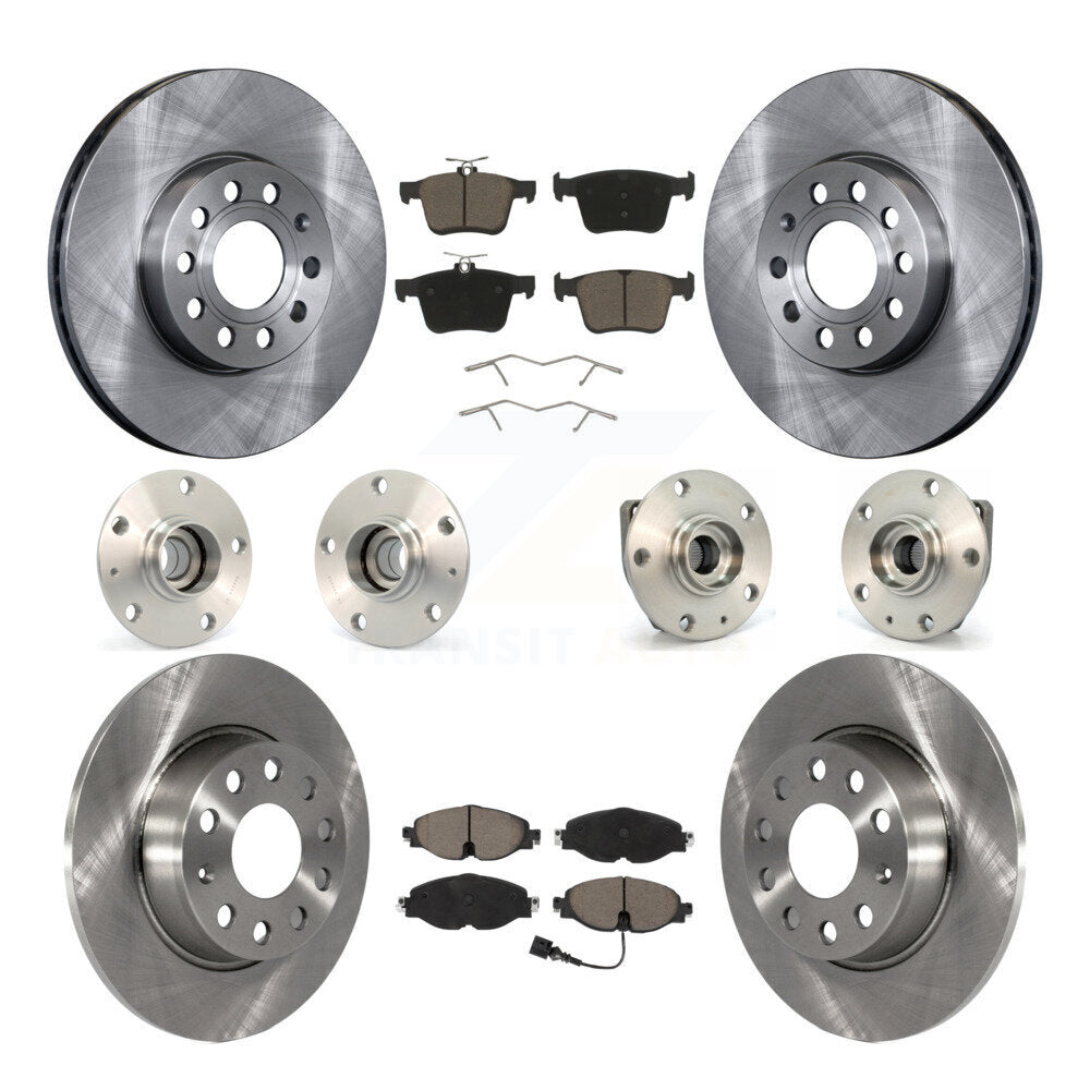 Front Rear Hub Bearing Disc Brake Rotor & Pads Kit (10Pc) For 2015-2019 Volkswagen e-Golf KBB-119167