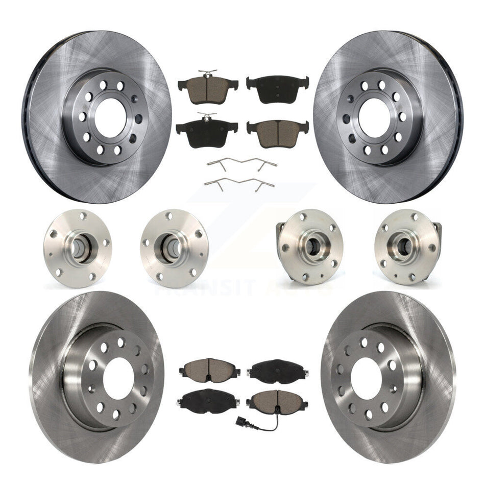 Front Rear Hub Bearing Disc Brake Rotor & Pads Kit (10Pc) For 2015-2019 Volkswagen e-Golf KBB-119167