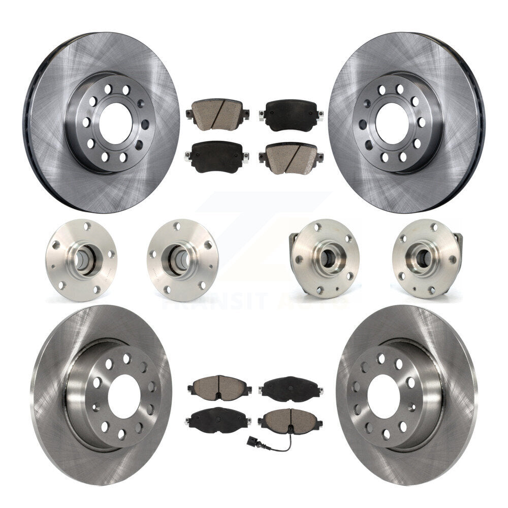 Front Rear Hub Bearing Disc Brake Rotor And Pad Kit (10Pc) For Volkswagen Golf SportWagen KBB-119171