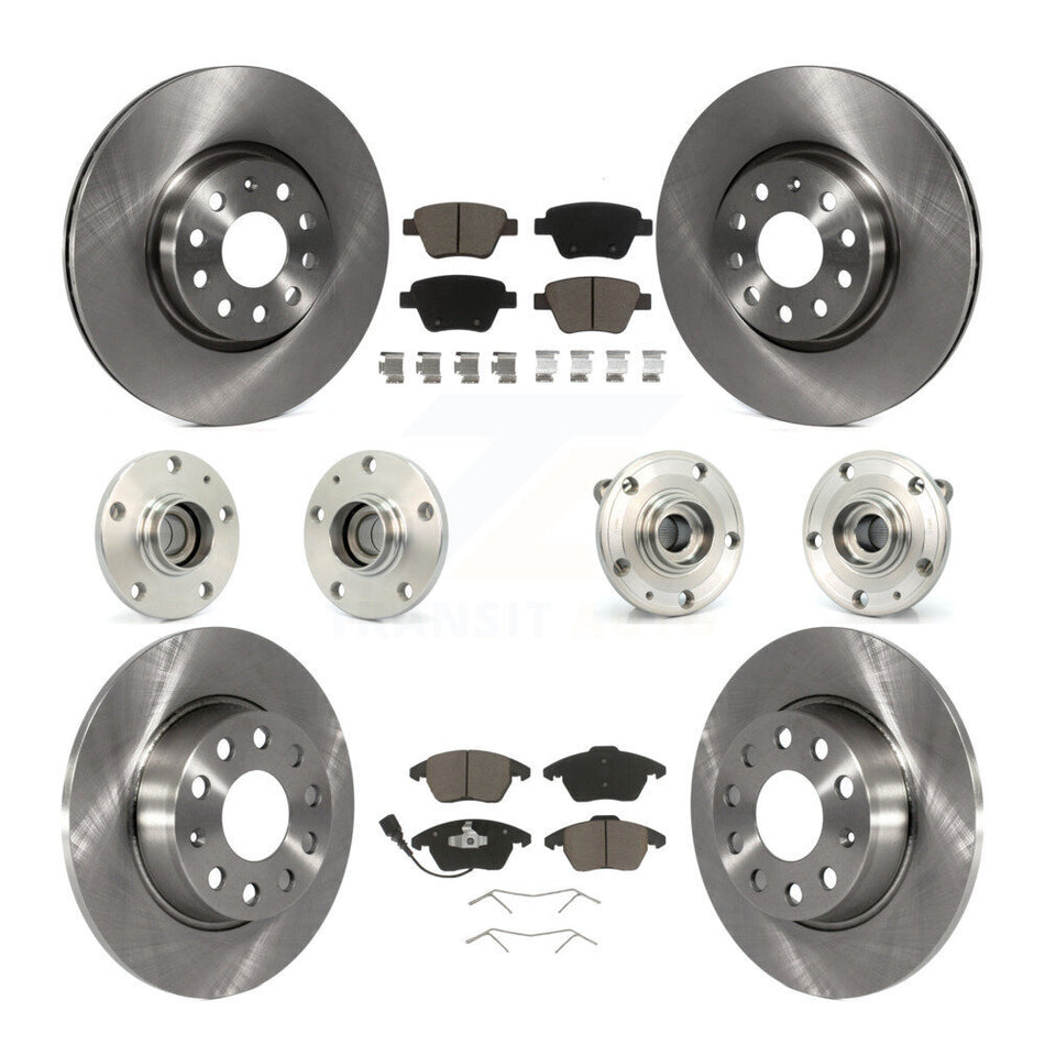 Front Rear Hub Bearings Assembly Disc Brake Rotors And Ceramic Pads Kit (10Pc) For Volkswagen Beetle GTI KBB-119173
