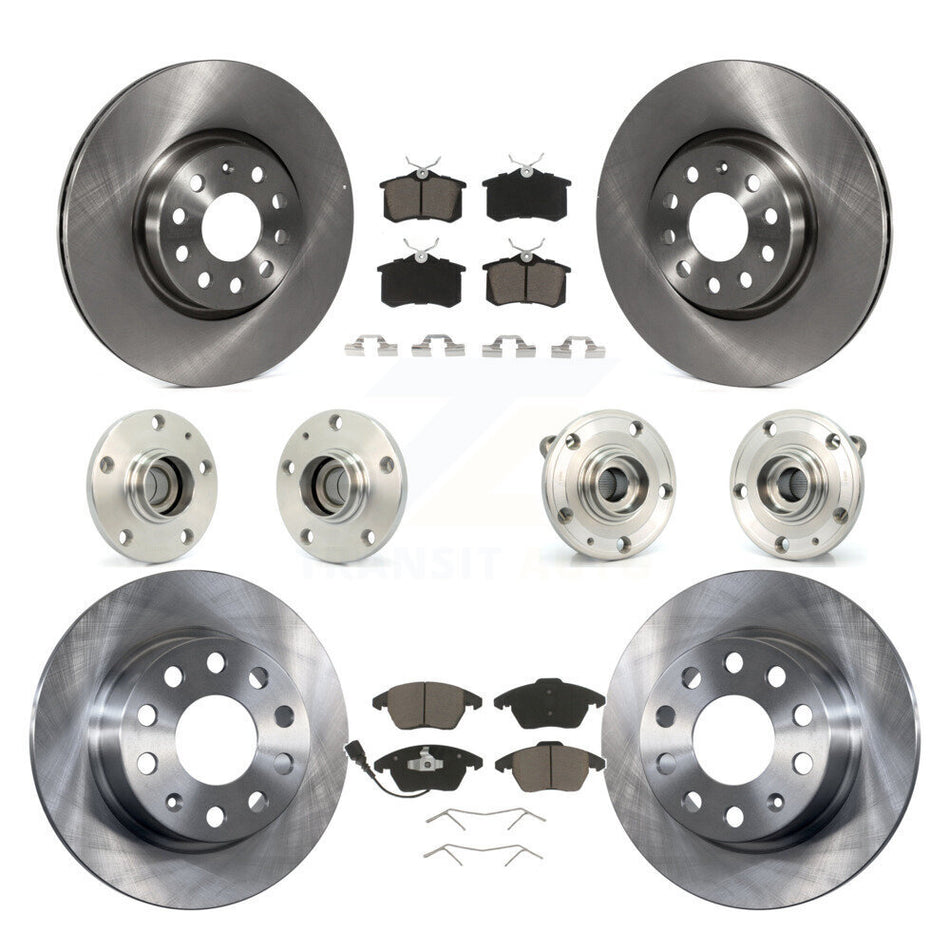 Front Rear Hub Bearings Assembly Disc Brake Rotors And Ceramic Pads Kit (10Pc) For Volkswagen Jetta Beetle KBB-119177