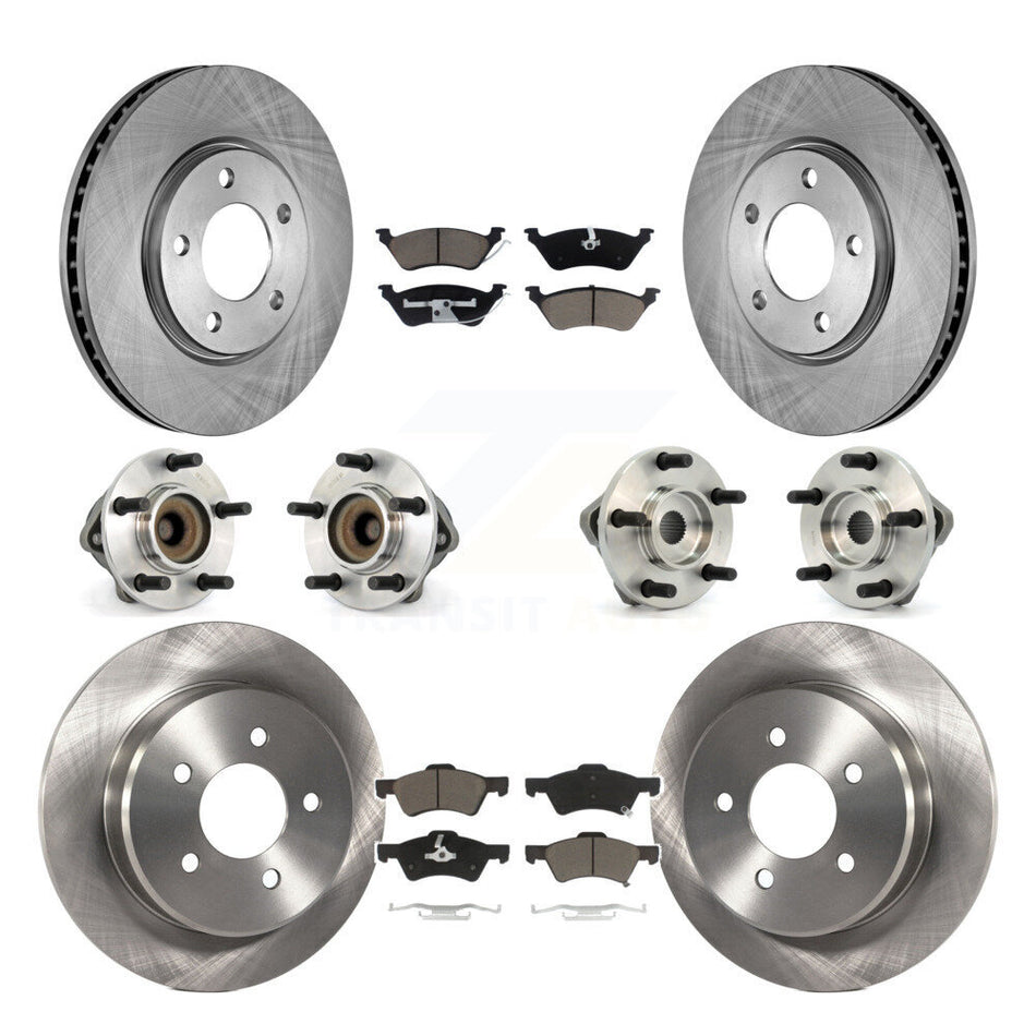 Front Rear Hub Bearings Assembly Disc Brake Rotors And Ceramic Pads Kit (10Pc) For Dodge Grand Caravan Chrysler Town & Country KBB-119197