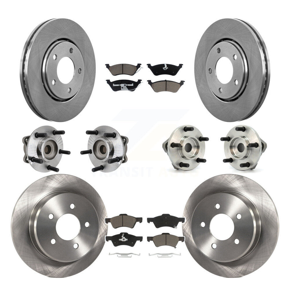 Front Rear Hub Bearings Assembly Disc Brake Rotors And Ceramic Pads Kit (10Pc) For 2003-2004 Dodge Caravan Drum rear brakes with Non-ABS KBB-119198