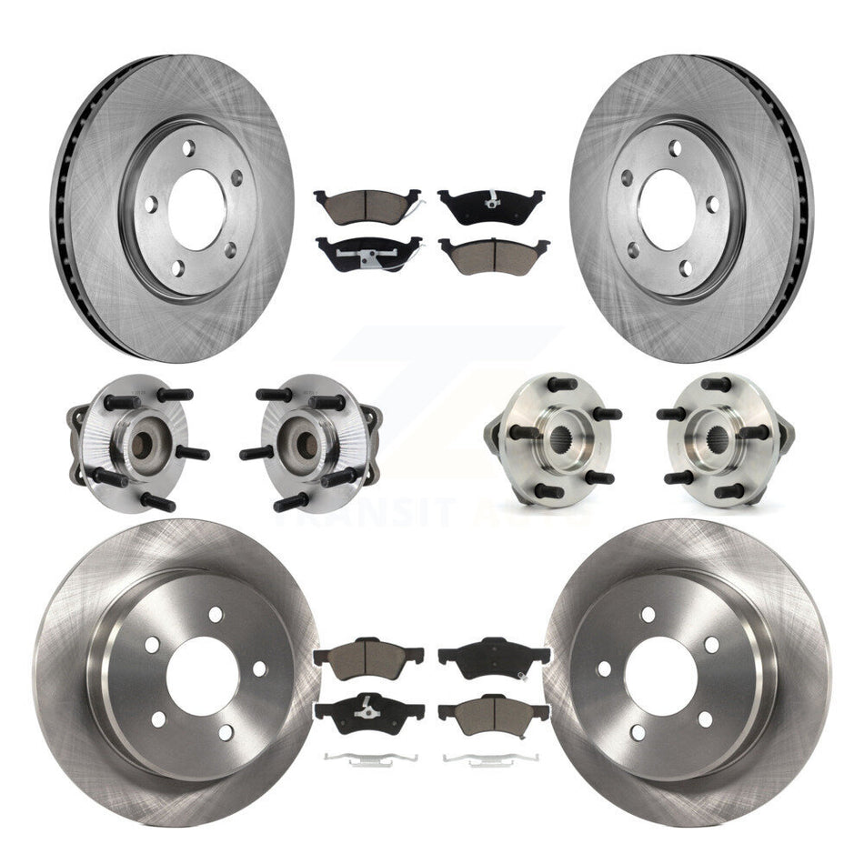 Front Rear Hub Bearings Assembly Disc Brake Rotors And Ceramic Pads Kit (10Pc) For Dodge Grand Caravan Chrysler Town & Country KBB-119200