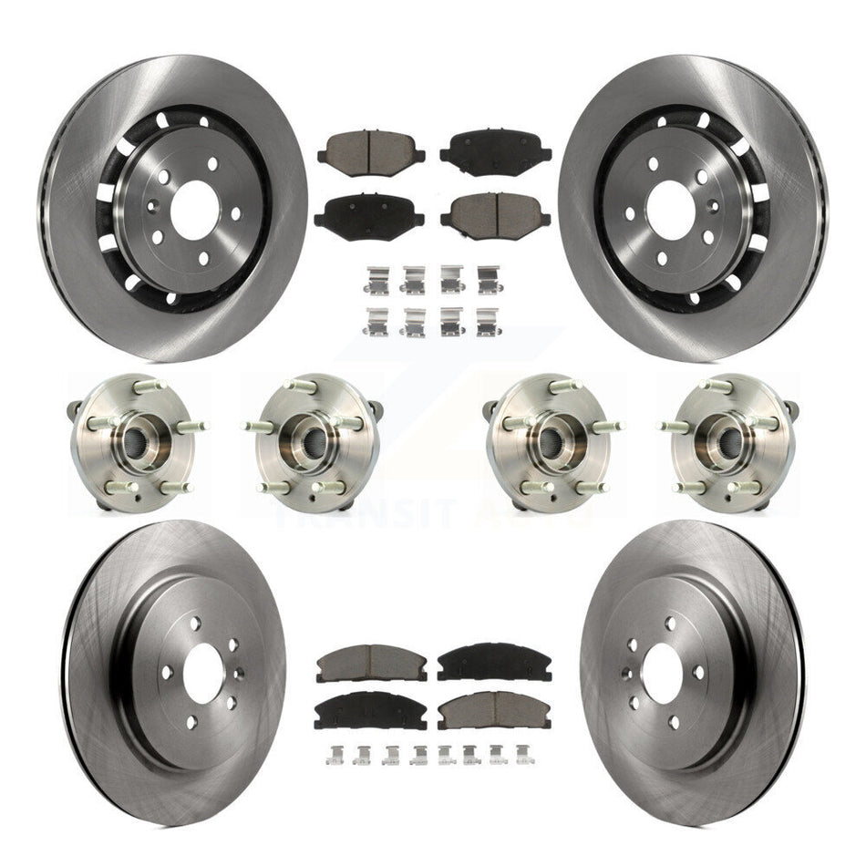 Front Rear Hub Bearings Assembly Disc Brake Rotors And Ceramic Pads Kit (10Pc) For Ford Flex Taurus Lincoln MKS KBB-119207