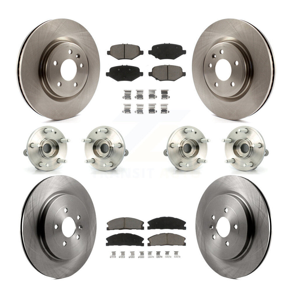 Front Rear Hub Bearings Assembly Disc Brake Rotors And Ceramic Pads Kit (10Pc) For 2013 Ford Explorer Sport With Heavy Duty Brakes KBB-119208