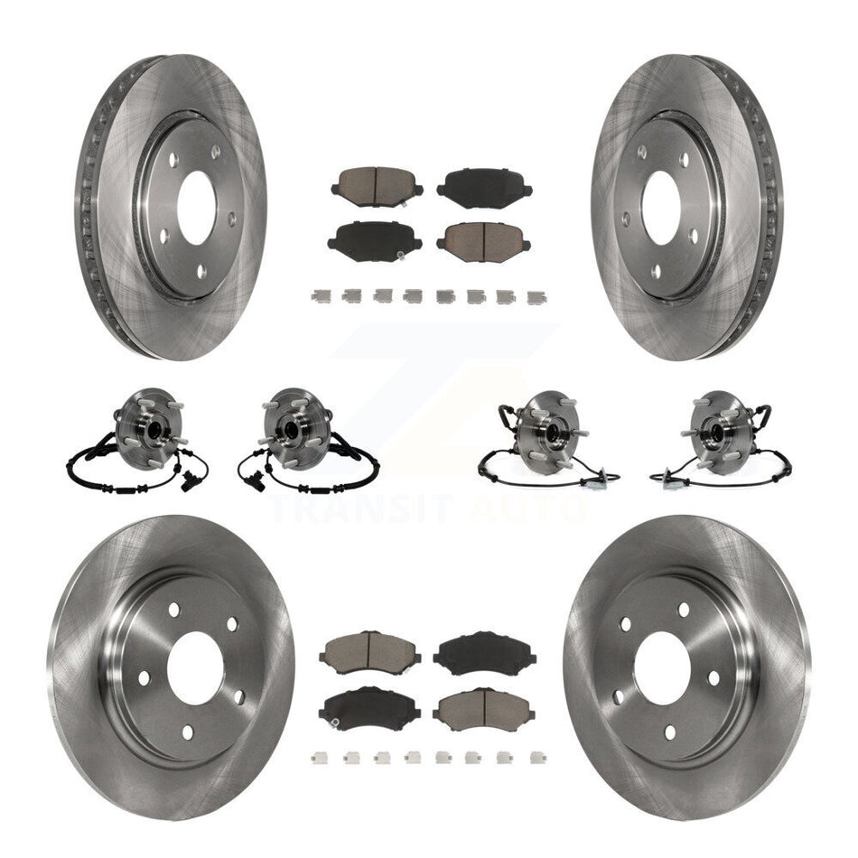 Front Rear Hub Bearings Assembly Disc Brake Rotors And Ceramic Pads Kit (10Pc) For Dodge Grand Caravan Chrysler Town & Country Ram C/V Volkswagen Routan KBB-119209
