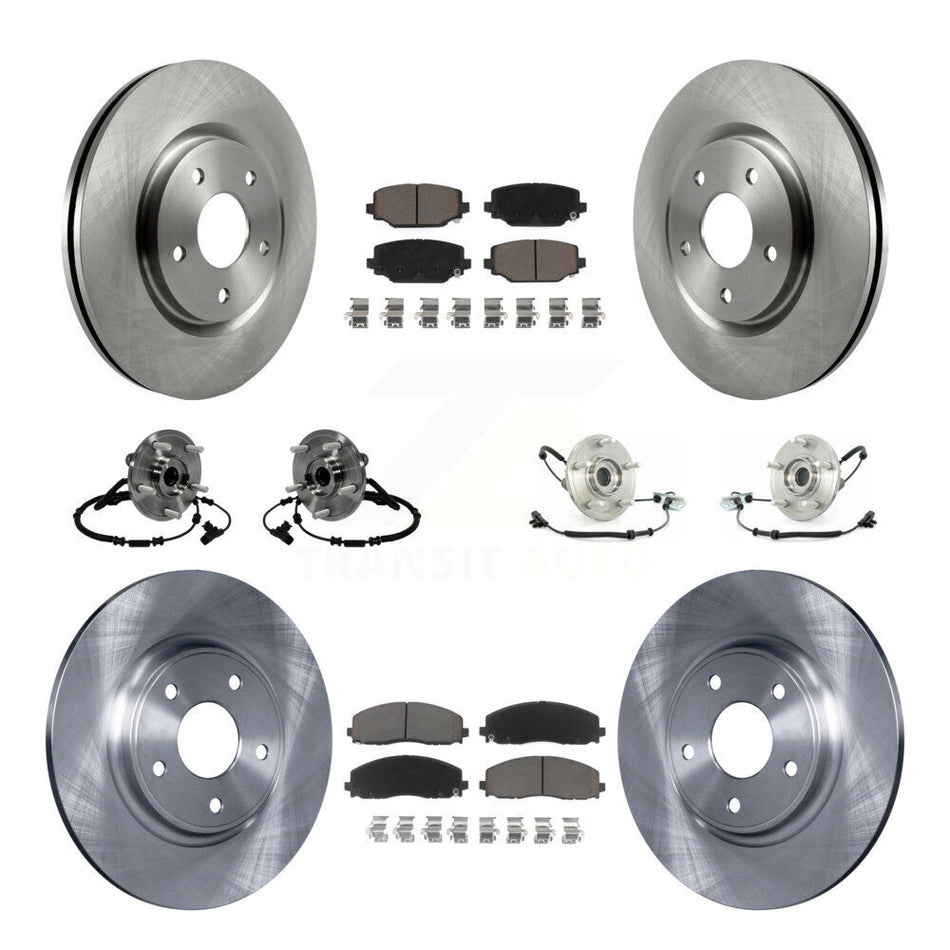 Front Rear Hub Bearings Assembly Disc Brake Rotors And Ceramic Pads Kit (10Pc) For 2012 Volkswagen Routan With Dual Piston Caliper KBB-119212