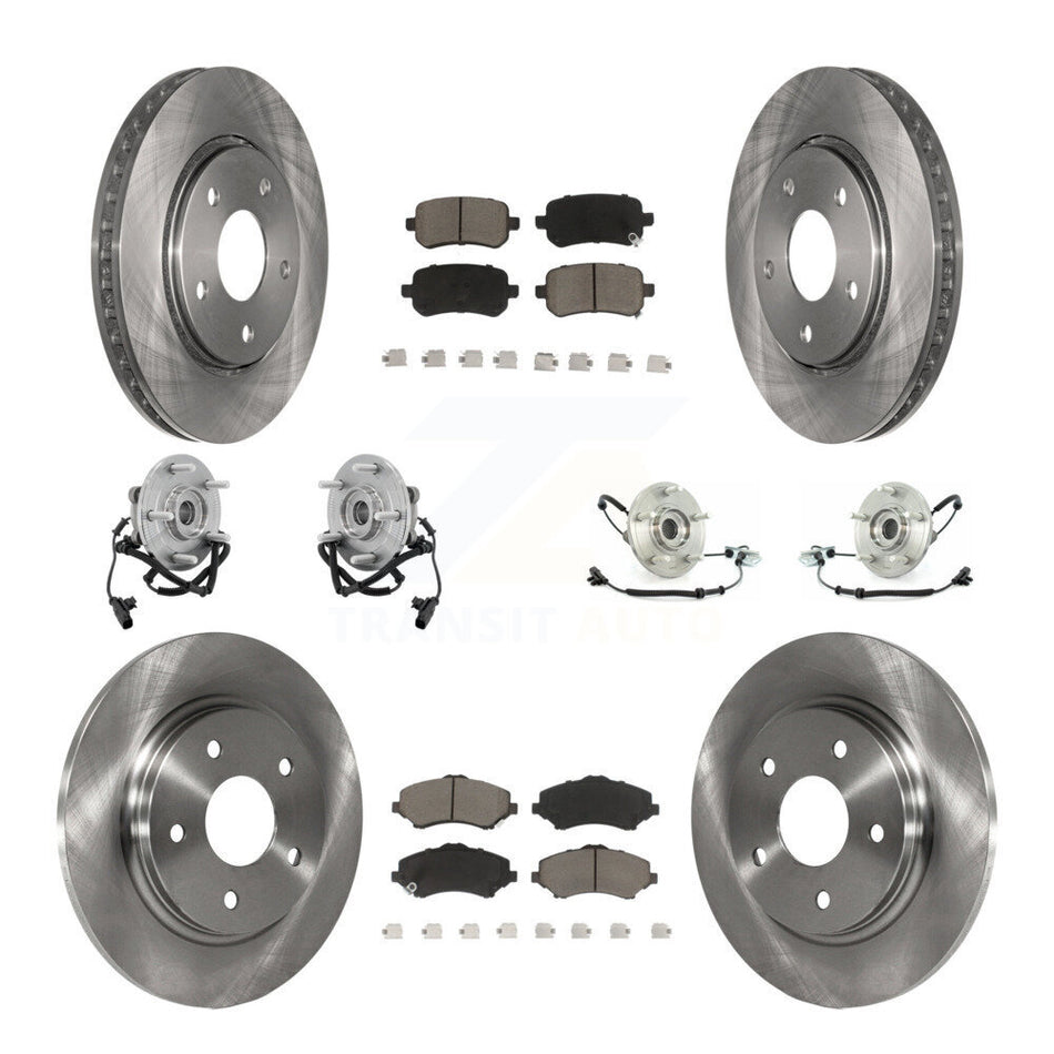 Front Rear Hub Bearings Assembly Disc Brake Rotors And Ceramic Pads Kit (10Pc) For Chrysler Town & Country Dodge Grand Caravan Volkswagen Routan KBB-119213