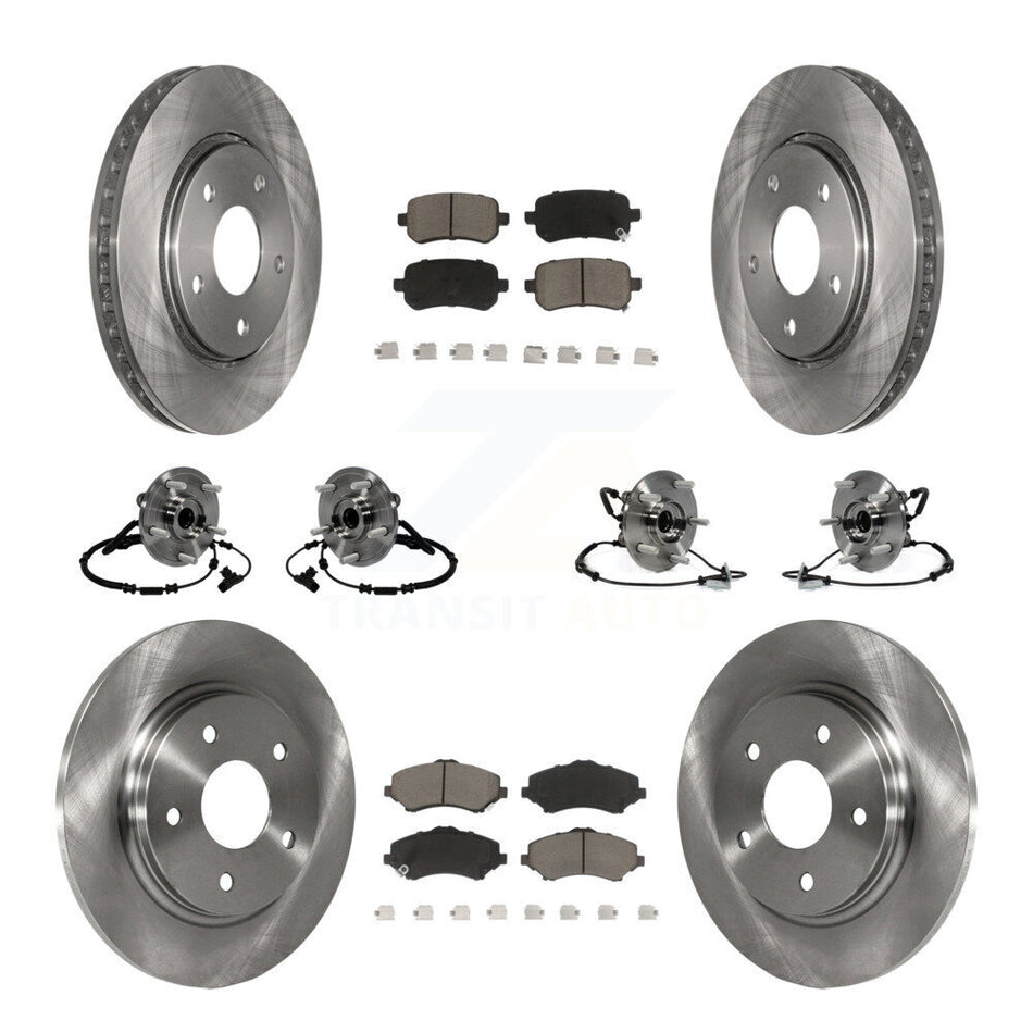 Front Rear Hub Bearings Disc Brake Rotors And Pads Kit (10Pc) For 2012-2012 Dodge Grand Caravan Chrysler Town & Country Ram C/V With Single Piston Caliper To 03/23/12 KBB-119214