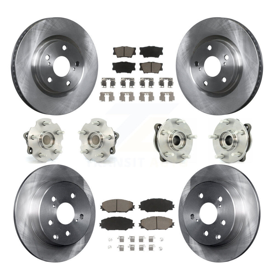 Front Rear Hub Bearings Assembly Disc Brake Rotors And Ceramic Pads Kit (10Pc) For Toyota RAV4 KBB-119218