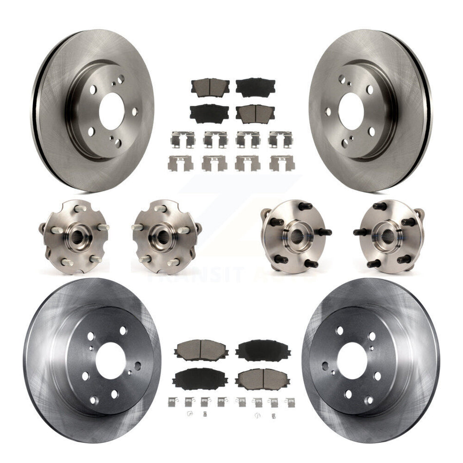 Front Rear Hub Bearings Assembly Disc Brake Rotors And Ceramic Pads Kit (10Pc) For Toyota RAV4 Without 3rd Row Seating KBB-119223