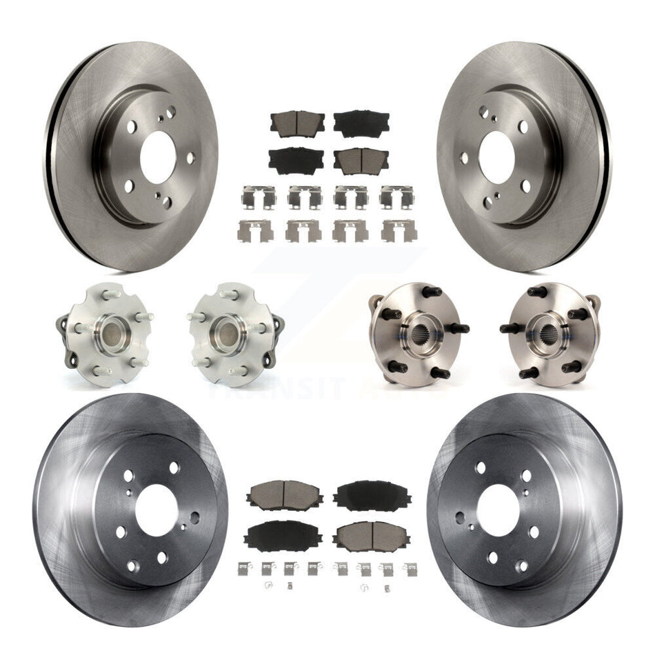 Front Rear Hub Bearings Assembly Disc Brake Rotors And Ceramic Pads Kit (10Pc) For Toyota RAV4 Lexus HS250h KBB-119224