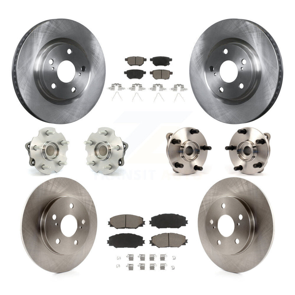 Front Rear Hub Bearings Assembly Disc Brake Rotors And Ceramic Pads Kit (10Pc) For 2016 Scion iM KBB-119227