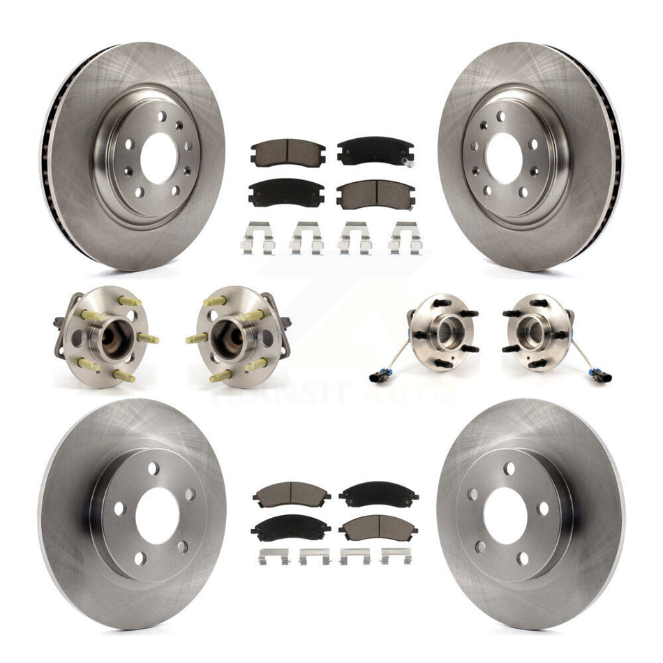 Front Rear Hub Bearings Assembly Disc Brake Rotors And Ceramic Pads Kit (10Pc) For 2004 Pontiac Bonneville GXP KBB-119234