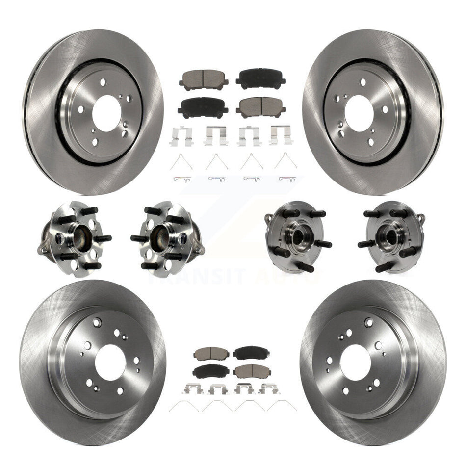 Front Rear Hub Bearings Assembly Disc Brake Rotors And Ceramic Pads Kit (10Pc) For 2015-2017 Honda Odyssey KBB-119235