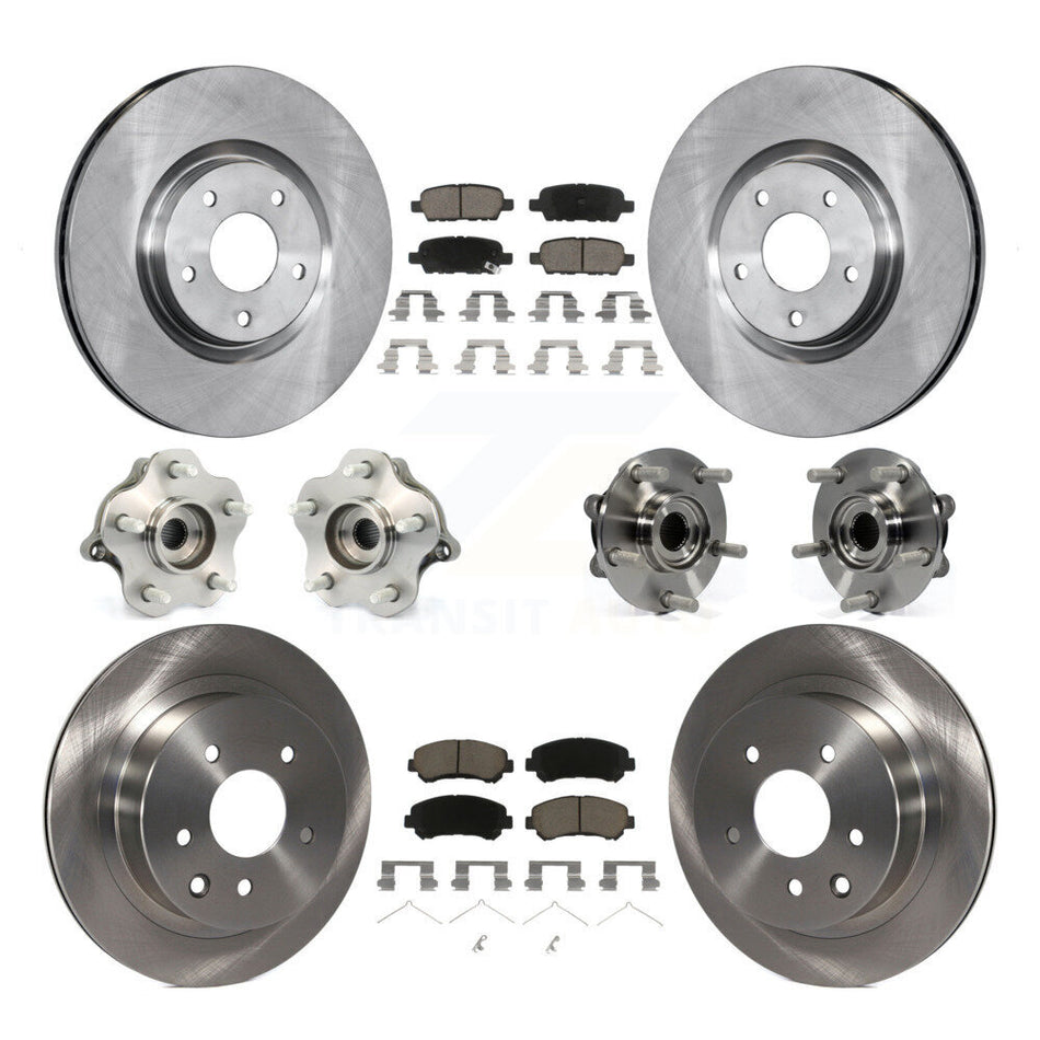 Front Rear Hub Bearings Assembly Disc Brake Rotors And Ceramic Pads Kit (10Pc) For 2014 Nissan Juke Nismo RS with AWD To 04 14 KBB-119239