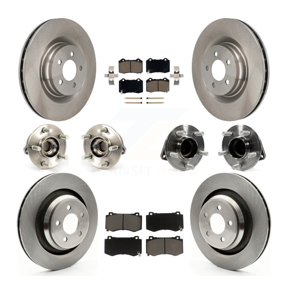 Front Rear Hub Bearings Assembly Disc Brake Rotors And Ceramic Pads Kit (10Pc) For 2012 Chrysler 300 SRT8 with RWD With Heavy Duty Brakes KBB-119246