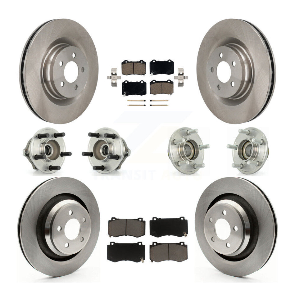 Front Rear Hub Bearings Assembly Disc Brake Rotors And Ceramic Pads Kit (10Pc) For Chrysler 300 Dodge Charger Magnum KBB-119252