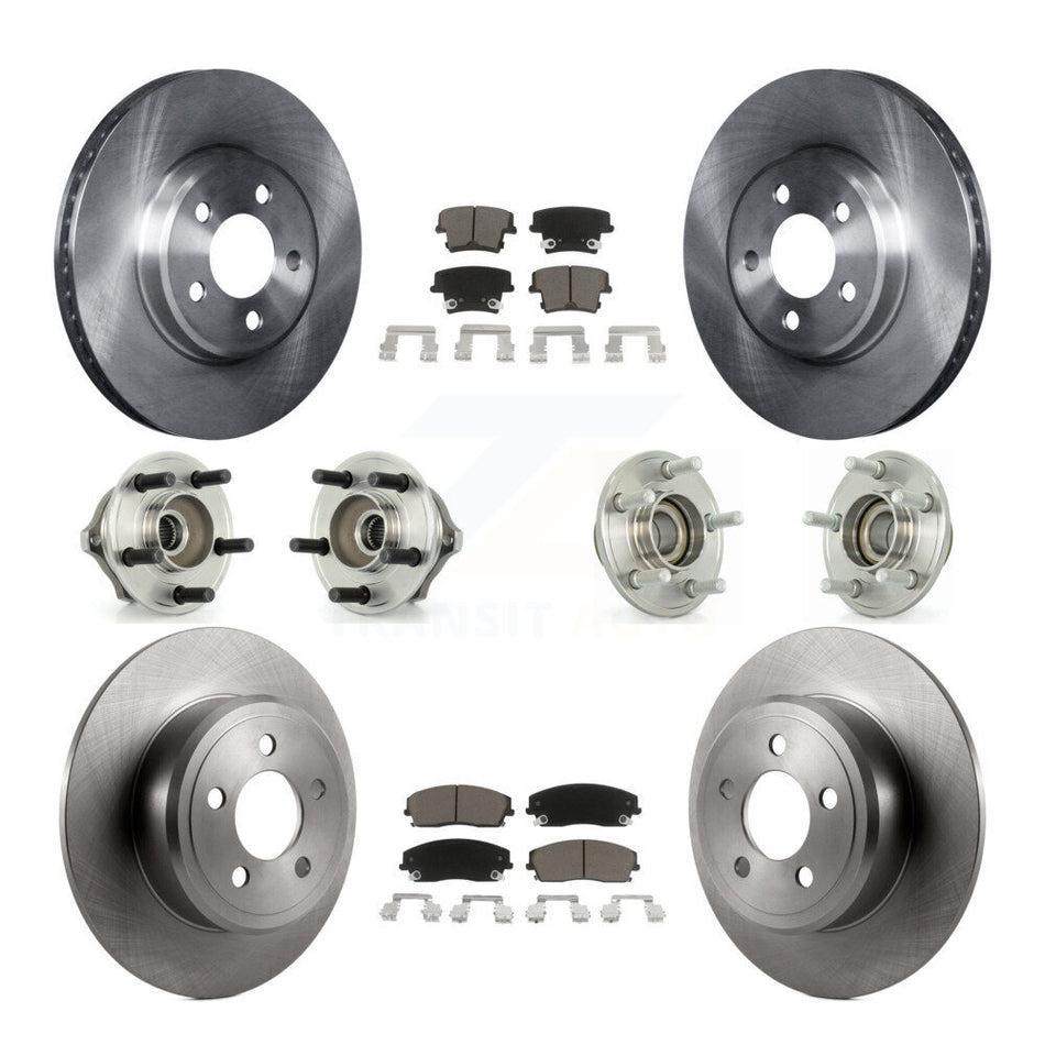 Front Rear Hub Bearings Assembly Disc Brake Rotors And Ceramic Pads Kit (10Pc) For Chrysler 300 Dodge Charger Magnum KBB-119253