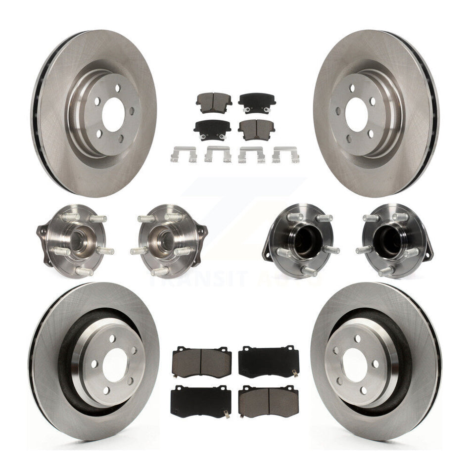 Front Rear Hub Bearings Assembly Disc Brake Rotors And Ceramic Pads Kit (10Pc) For 2015 Dodge Charger R T Scat Pack with RWD 6.4L KBB-119256