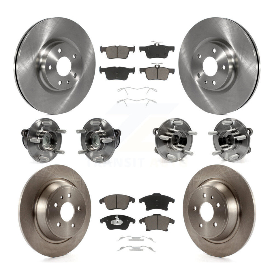 Front Rear Hub Bearings Assembly Disc Brake Rotors And Ceramic Pads Kit (10Pc) For Ford Fusion Lincoln MKZ KBB-119277