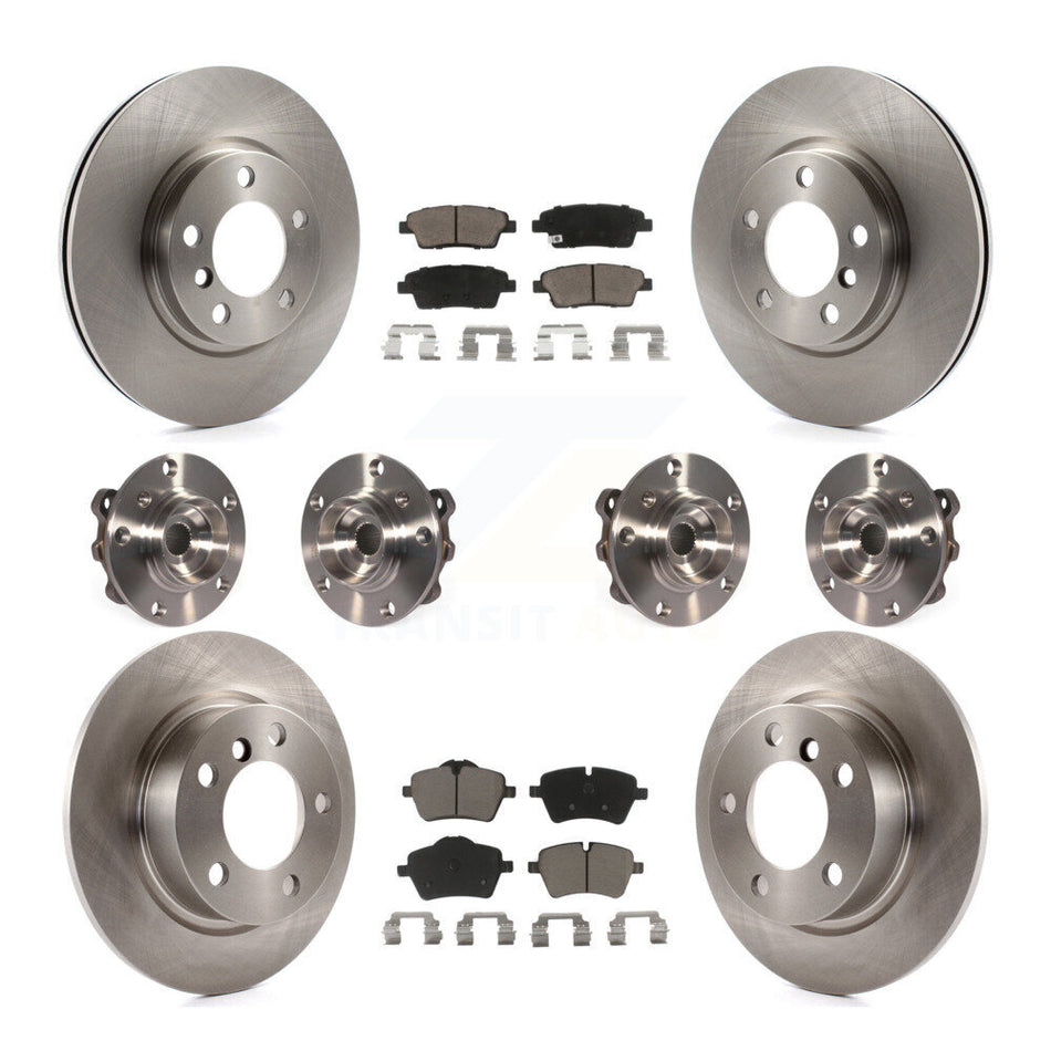 Front Rear Hub Bearings Assembly Disc Brake Rotors And Ceramic Pads Kit (10Pc) For Mini Cooper Countryman Paceman S ALL4 with AWD KBB-119280