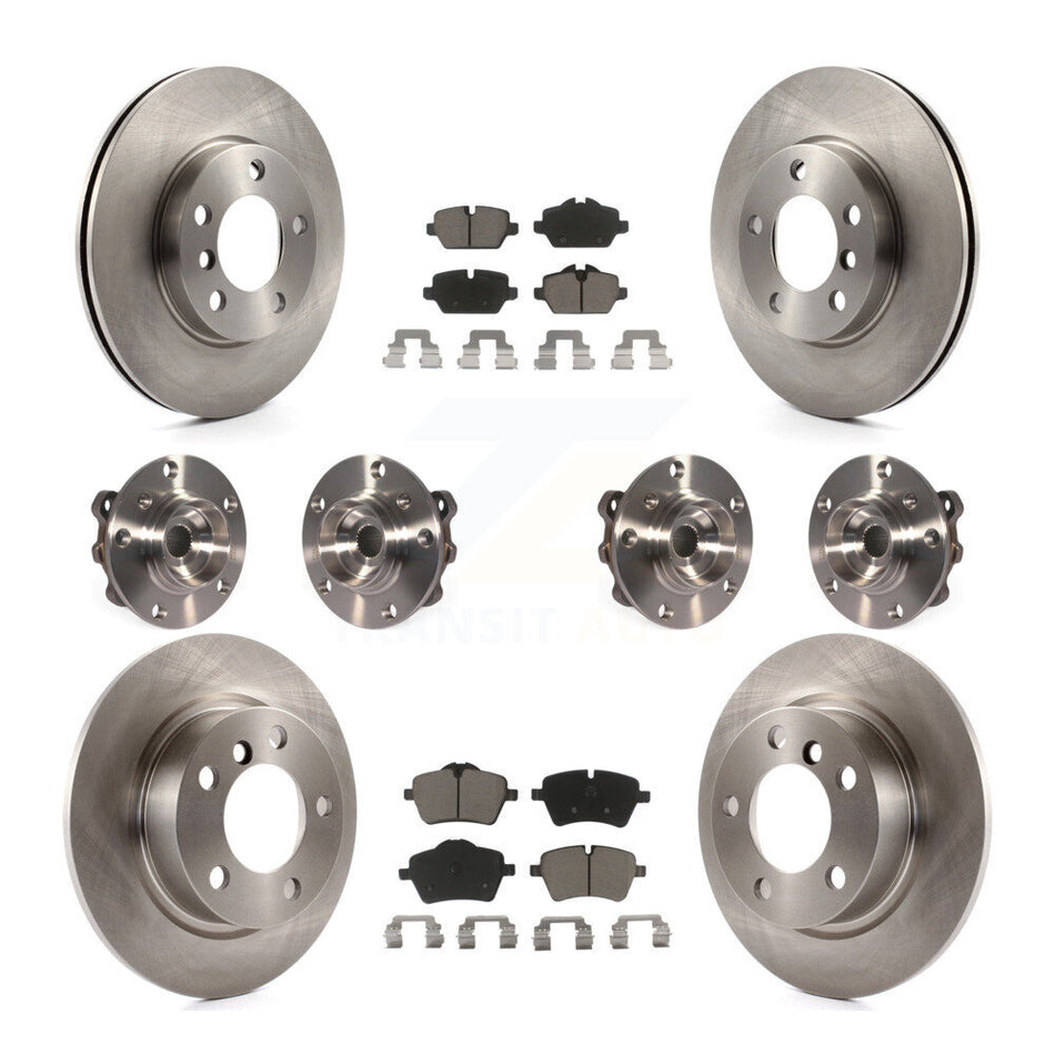 Front Rear Hub Bearings Assembly Disc Brake Rotors And Ceramic Pads Kit (10Pc) For 2011 Mini Cooper Countryman AWD With 294mm Diameter Rotor KBB-119282