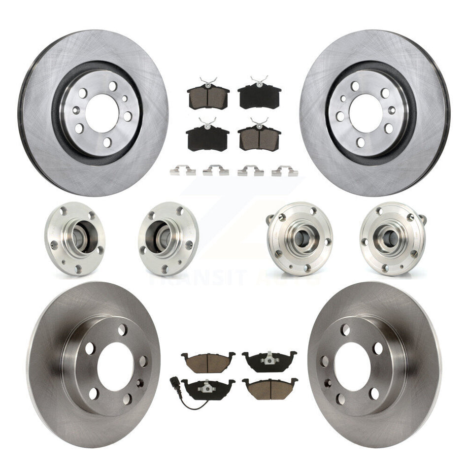 Front Rear Hub Bearing Brake Rotor And Pad Kit (10Pc) For 2007-2009 Volkswagen Jetta City KBB-119283
