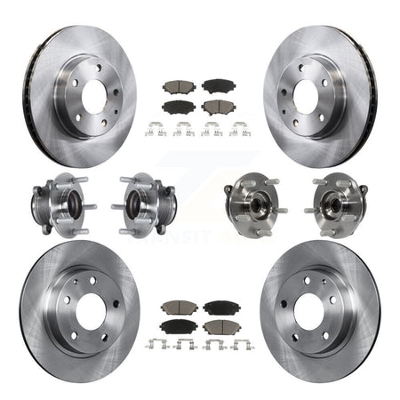 Front Rear Hub Bearings Disc Brake Rotors And Ceramic Pads Kit (10Pc) For Mazda 3 Sport KBB-119288